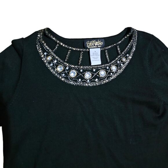 Women's BOB MACKIE Wearable Art Beaded Sweater Medium VINTAGE - Picture 3 of 4